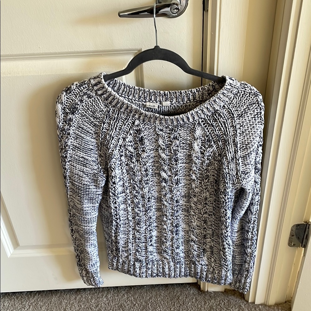 GAP Black and White Cable Knit Sweater